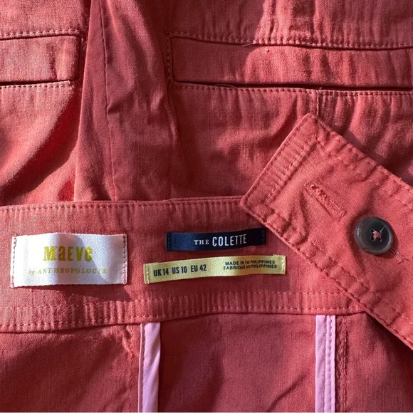 Maeve The Portside Jumpsuit 10 Wide Leg Linen Blend Square Neck Rust Orange NWT - Picture 13 of 15